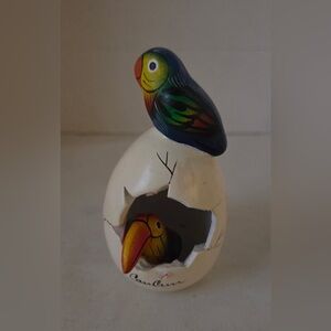 Cancun Parrot Toucan Egg Hatching Tropical Bird Souvenir Mexican Folk Art Paint